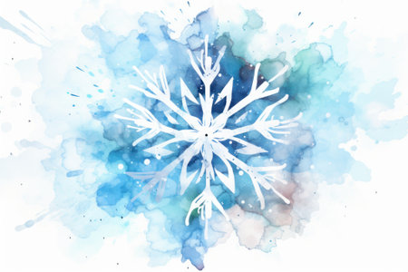 Snowflakes on watercolor background. Watercolor hand drawn illustration.の素材