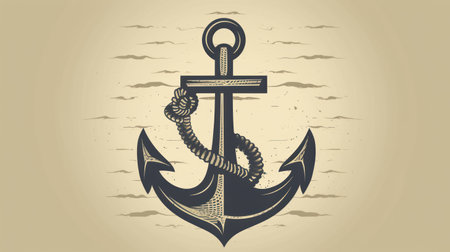 Anchor with rope. Vector illustration of a marine symbol.の素材