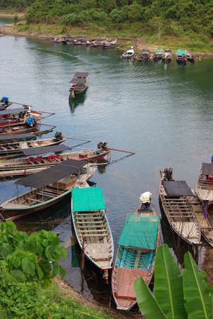 Boat at Chiewlarn Dam, Surat Thani, Thailandの写真素材
