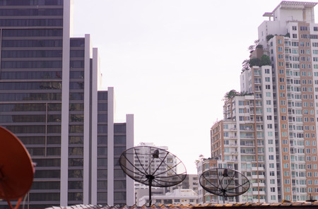 Buildings and satellite dishesの写真素材