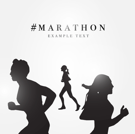 Marathon poster, running man and women, silhouette vectorのイラスト素材