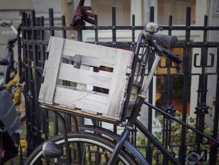 Bike Basket, bicycle parking beside front gateの写真素材