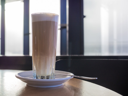 Coffee latte in tall glassの写真素材