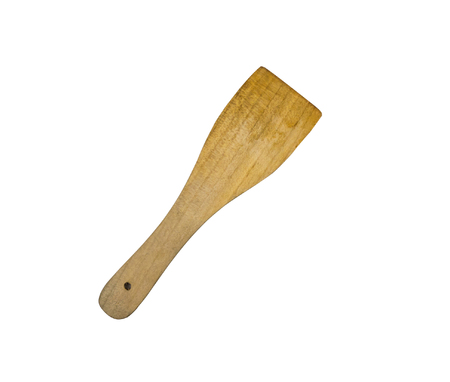 wooden spatula isolated on white background, with clipping pathの写真素材