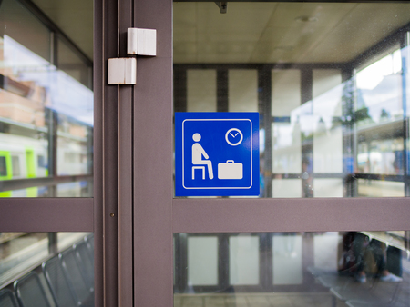 Waiting room sign in the train stationの写真素材