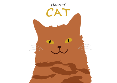 Happy smile orange tabby cat on white backgroundのイラスト素材