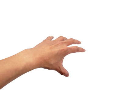 Hand reaching out gesture isolated on white backgroundの写真素材