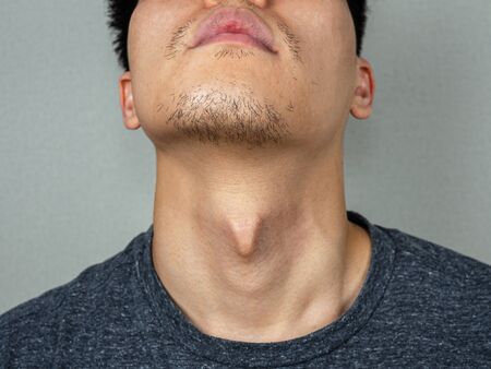 Asian man beard or facial hair - close up shotの写真素材