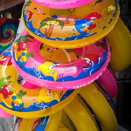 colorful rubber rings (or swim rings)の写真素材