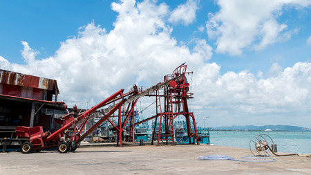Ice cubes large grinders to fishing boatsの写真素材