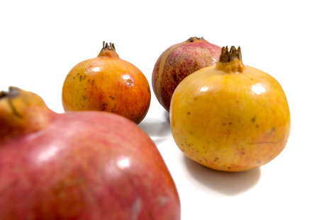 Whole pomegranate isolated on white backgroundの写真素材