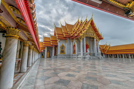 Temple in Bangkok, Beautiful Thai Temple Wat Benjamaborphit in Thailandの写真素材