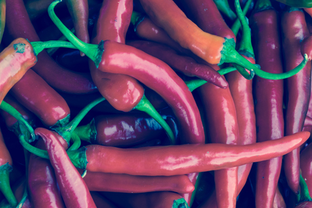 Close up bunch of  fresh red chilliの写真素材