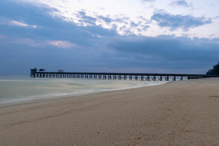 Old stone bridge  into the sea.の写真素材