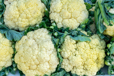 Ripe cauliflower on the market, close upの写真素材