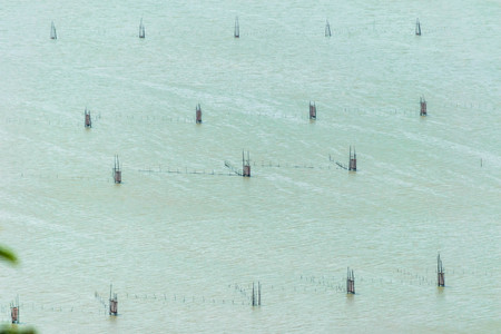 Fishing traps in Net Fishing Thailand, Thailand Shrimp Fishing,Songkhla, Thailand.の写真素材