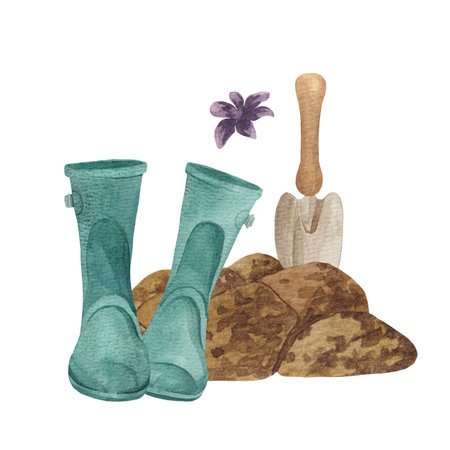 Collection of garden tools and plants.Gardening set. Spring works in the garden concept.の写真素材