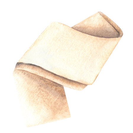 Watercolor illustration of fitness rubber band, elastic band. pink ribbon folded on white background, isolated objectの写真素材