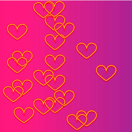 Bright heart. Neon sign. Retro neon heart sign on purple background. Design element for Happy Valentines Day. Ready for your design, greeting card, banner.  illustration.の写真素材