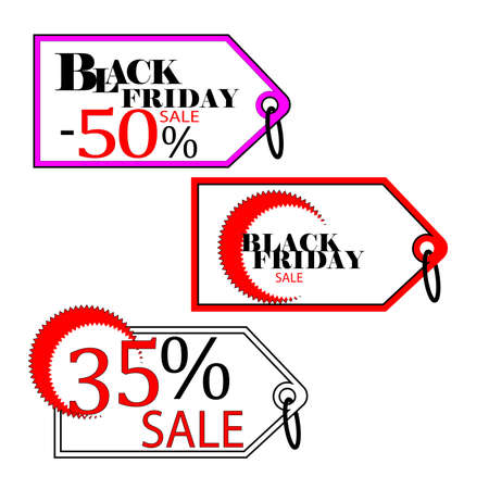 Black Friday sales tag. EPS 10 vector, grouped for easy editing.Black Friday design, sale, discount, advertising, marketing price tag. Clothes, furniture, cars, sale.50 ,35 sale.のイラスト素材