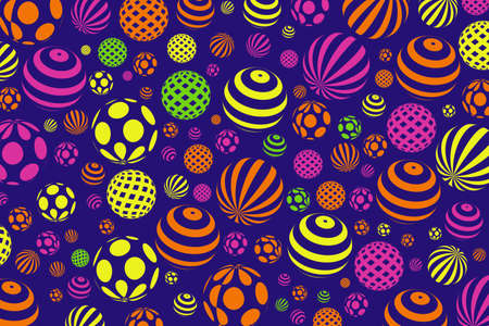 Abstract background with 3d colorful circles made on different shapesのイラスト素材