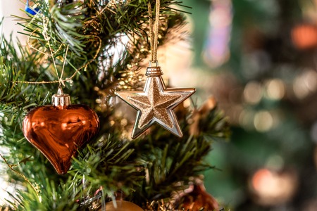 Merry Christmas and Happy New Year Heart and Starの写真素材