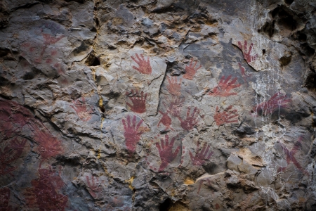 Abstract human art at patupha Taem prehistoric cliff painting whichの写真素材