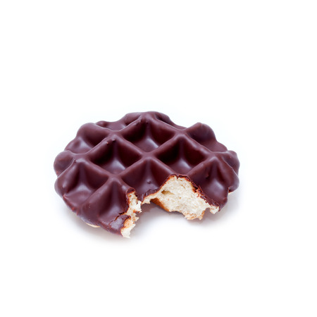 chocolate and sweet waffles isolated on white backgroundの写真素材