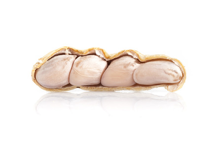 Closeup of boil peanut thai style on white background