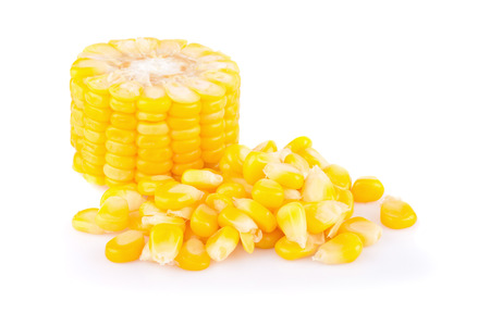 yellow corn isolated on the whiteの写真素材