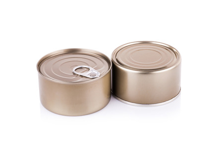 Aluminum can on white background