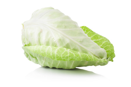 fresh cabbage isolated on white backgroundの写真素材