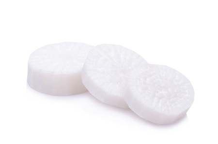 Daikon radishes isolated on a white backgroundの写真素材