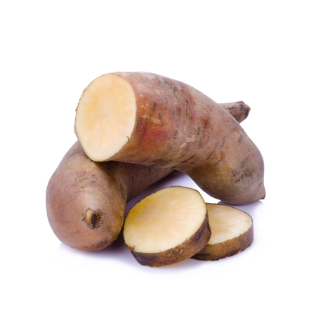 Fresh Yacon roots on white backgroundの写真素材