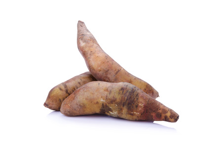 Fresh Yacon roots on white backgroundの写真素材