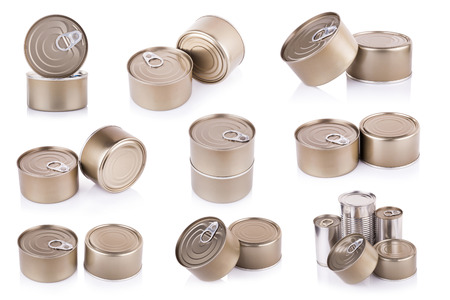 Aluminum can on white background