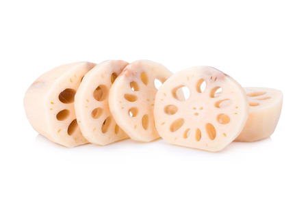 Lotus root on white backgroundの写真素材