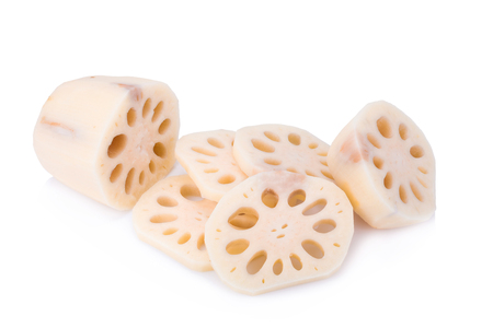 Lotus root on white backgroundの写真素材