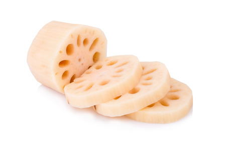 Lotus root on white background.の写真素材
