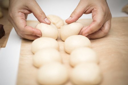 making home made organic bread.の写真素材