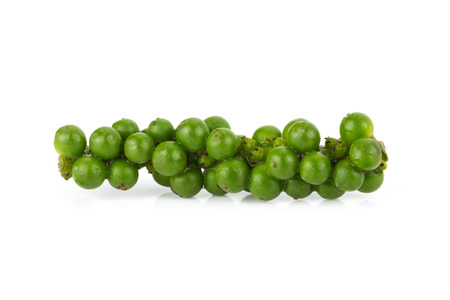 Black pepper, Green color black pepper on white backgroundの写真素材