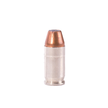 9mm bullet for a gun isolated on white background.