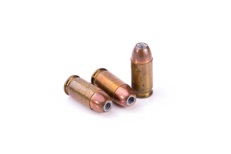9mm bullet for a gun isolated on white background.