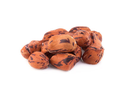 Roasted tiger peanuts on white background.