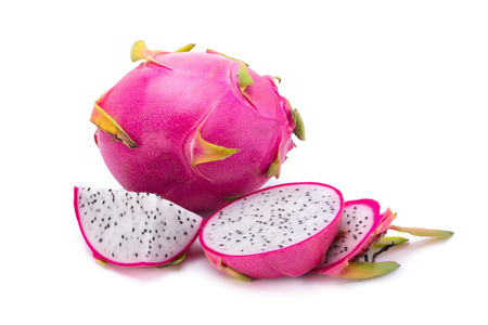 Vivid and Vibrant Dragon Fruit isolated on white background.の写真素材