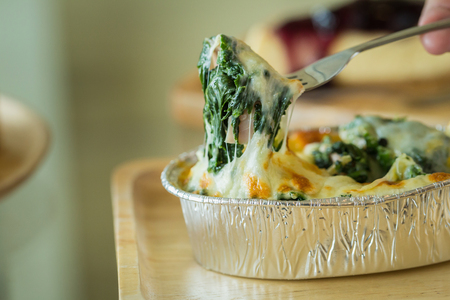 Healthy spinach and cheese.の写真素材