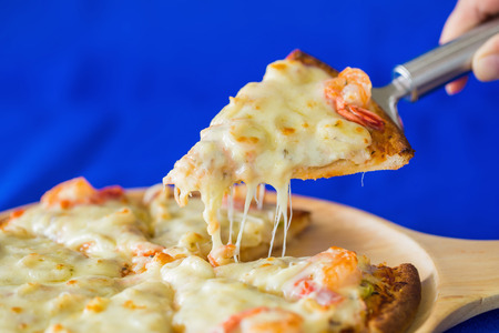 Delicious pizza with seafood.の写真素材