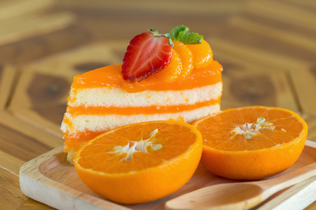 Orange cake with orange topping.の写真素材