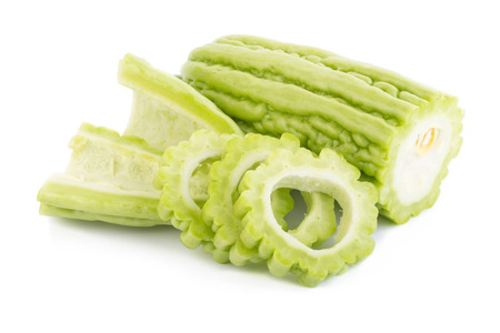 Bitter gourd isolated on white background.の写真素材