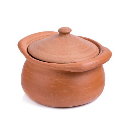 clay pot on white backgroundの写真素材